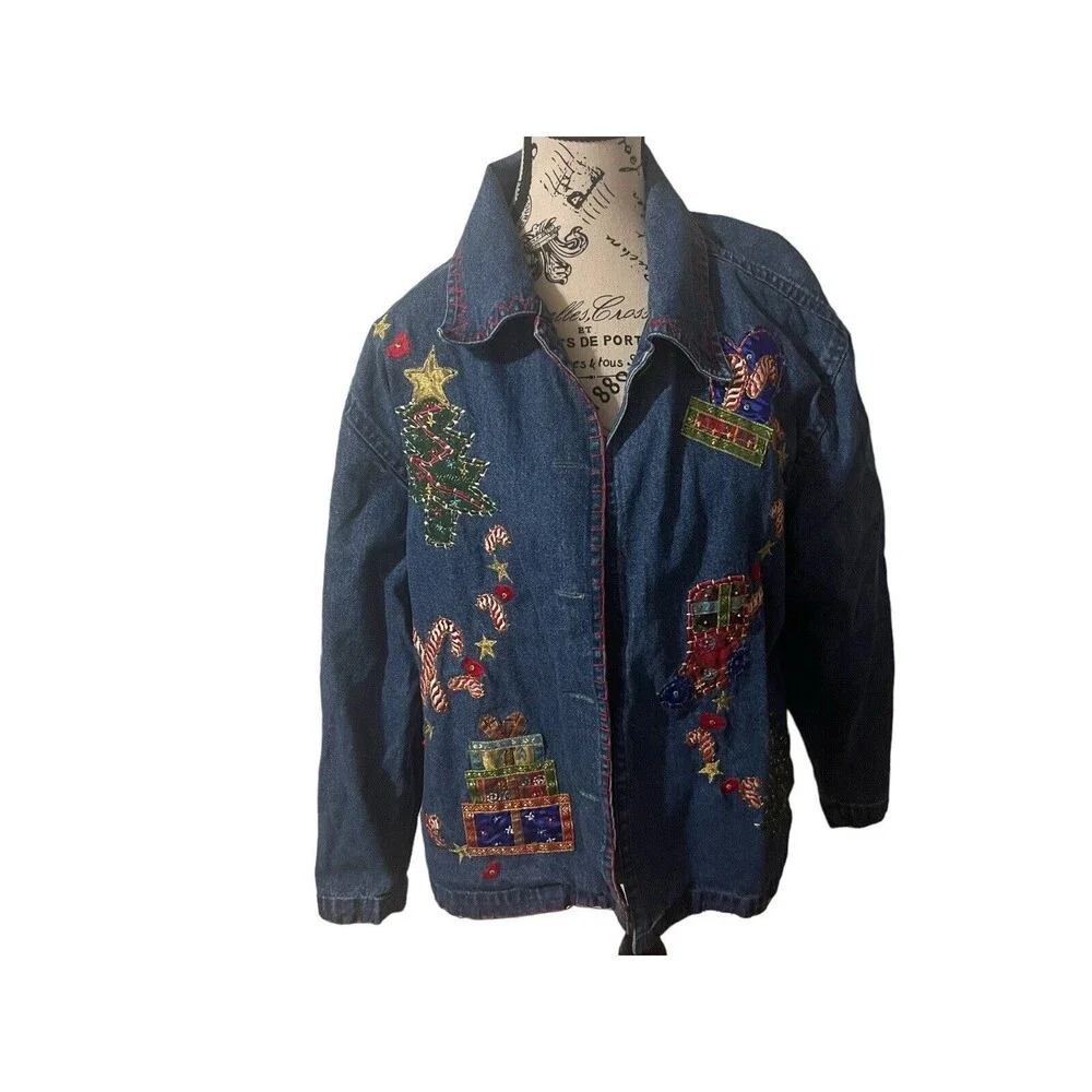 NEW DIRECTION BLUE DENIM Size Medium CHRISTMAS SHIRT Vintage